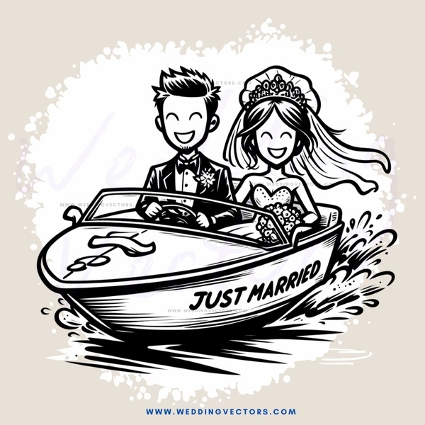 just married couple in boat