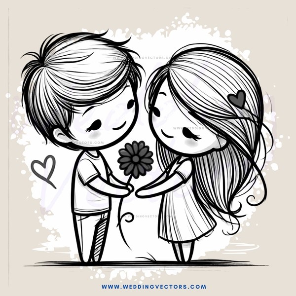 boy and girl holding flower