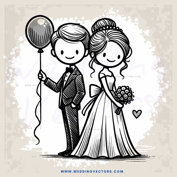 a couple holds balloons and flowers
