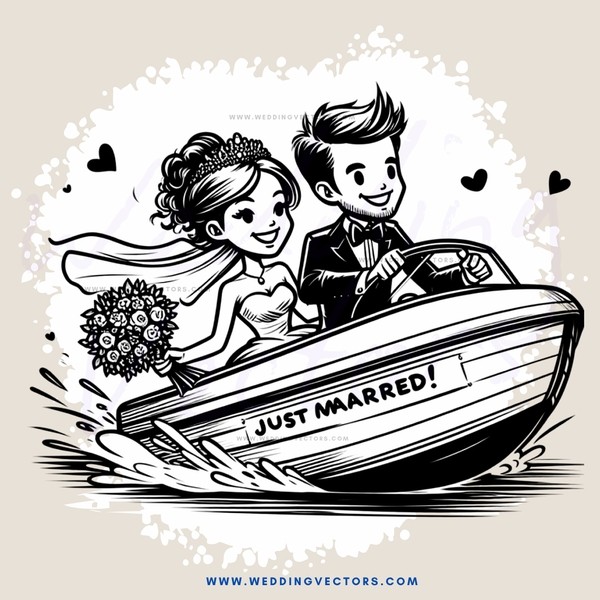just married couple on boat