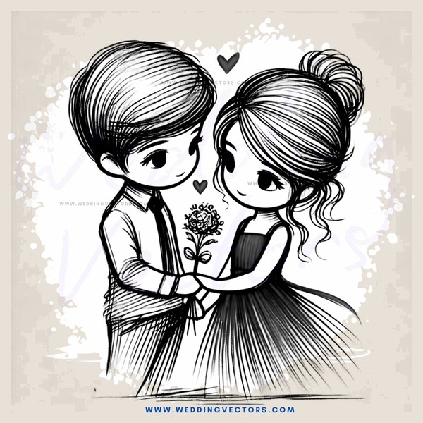 a boy and girl holding each other in black and white