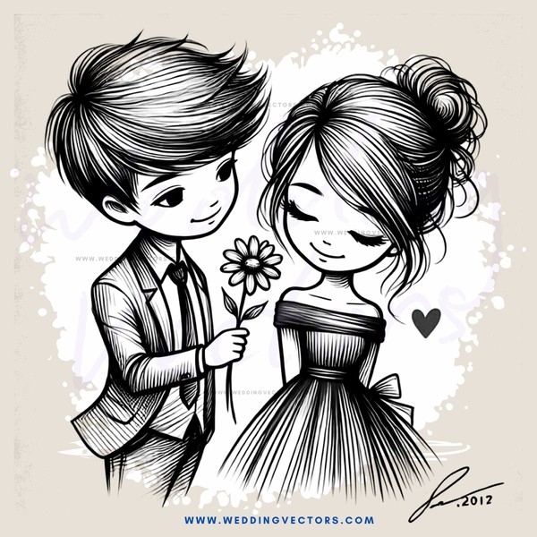 boy and girl with flower