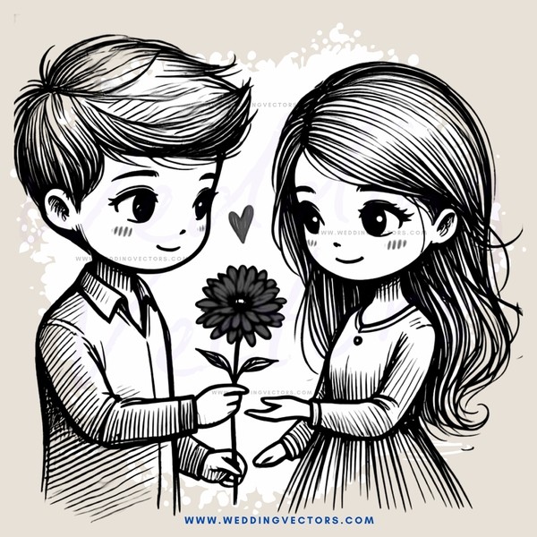 lovers standing in front of flower