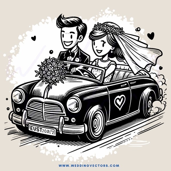 a couple in a vintage car