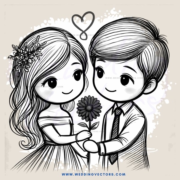 a couple holding a flower and looking into each other's eyes