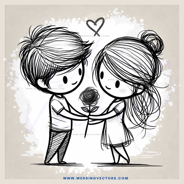 love drawn in black and white