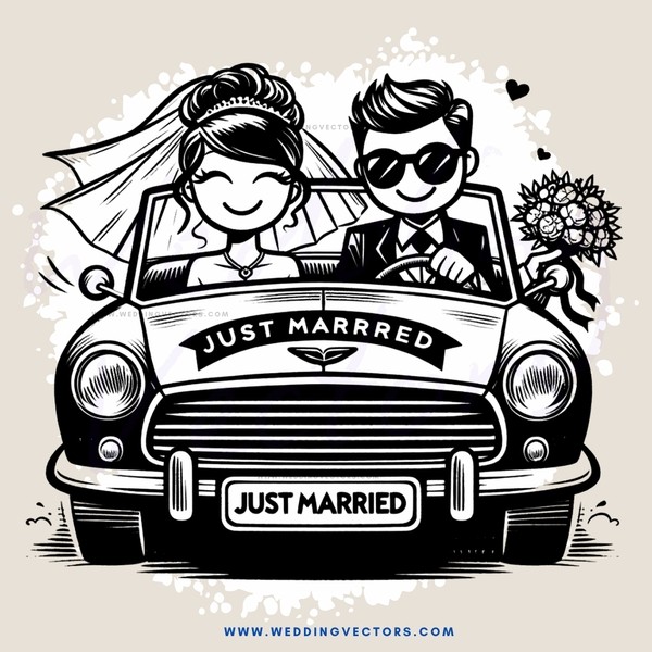 just married caricature wedding gift box set (75 page photo album)