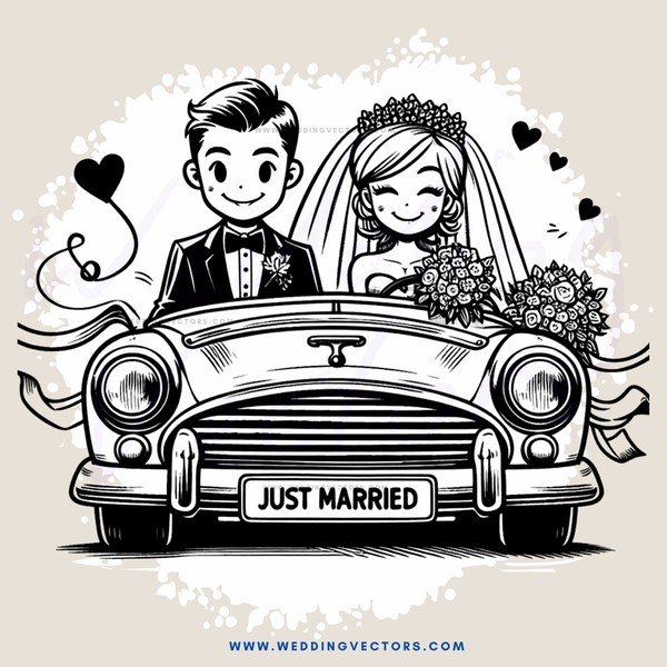 just married caricature