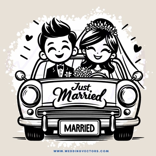 just married caricature