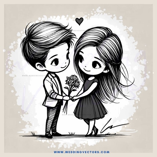 a boy and girl share flowers