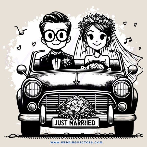 just married caricature