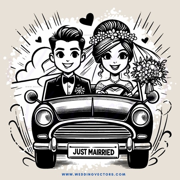 just married caricature