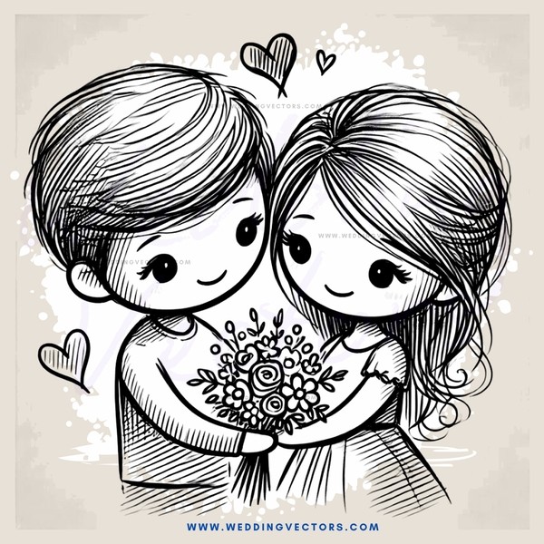 two people holding flowers and hugging