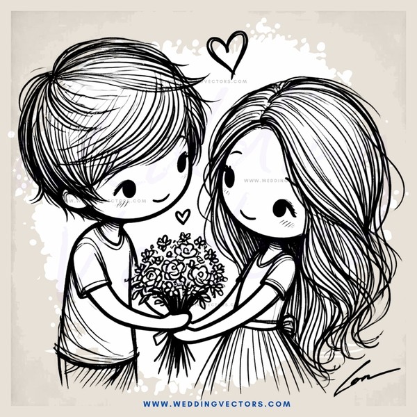 couple hugging with flowers
