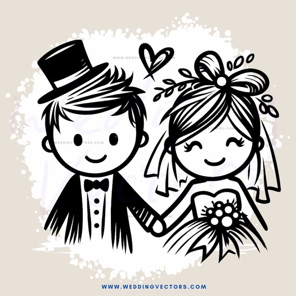 a bride and groom holding hands in black and white