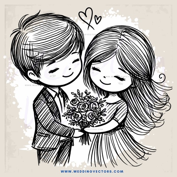 a couple embracing with a flower in hand