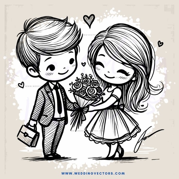 a boy and girl with flowers