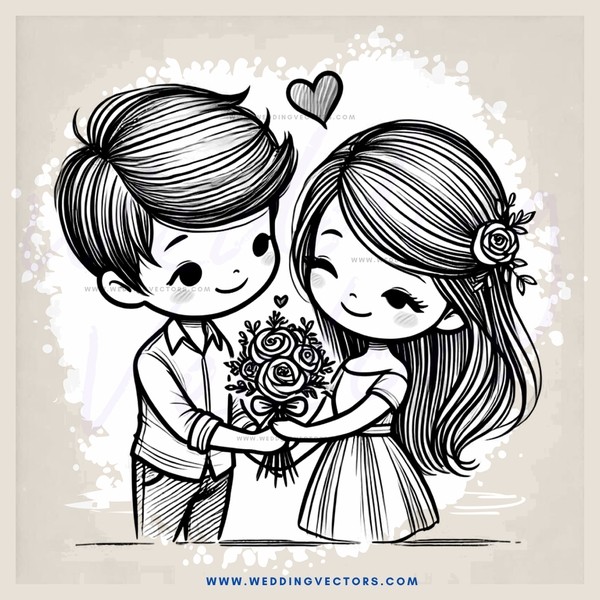 two children hugging with flowers