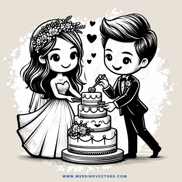 a couple cutting their wedding cake