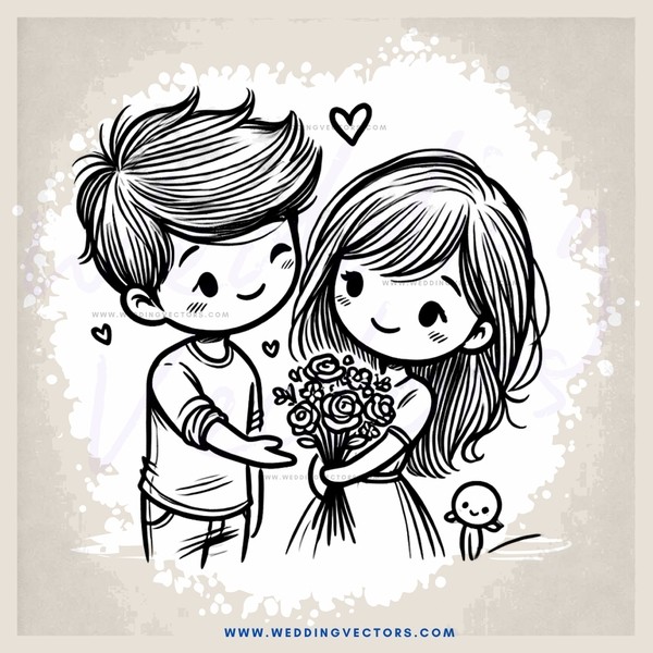 a couple holding hands and flowers