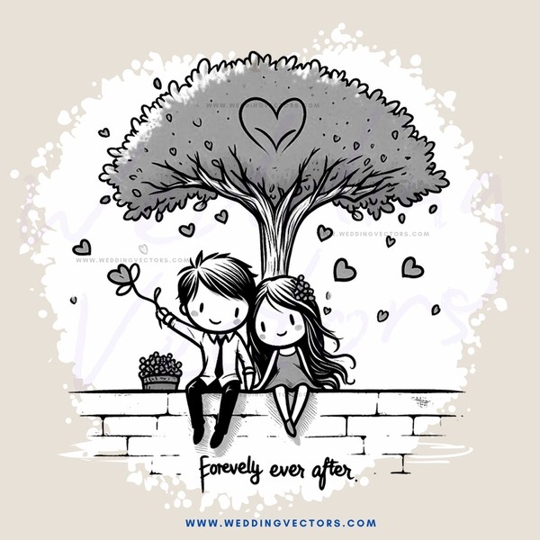 two people sitting under a tree and loving each other