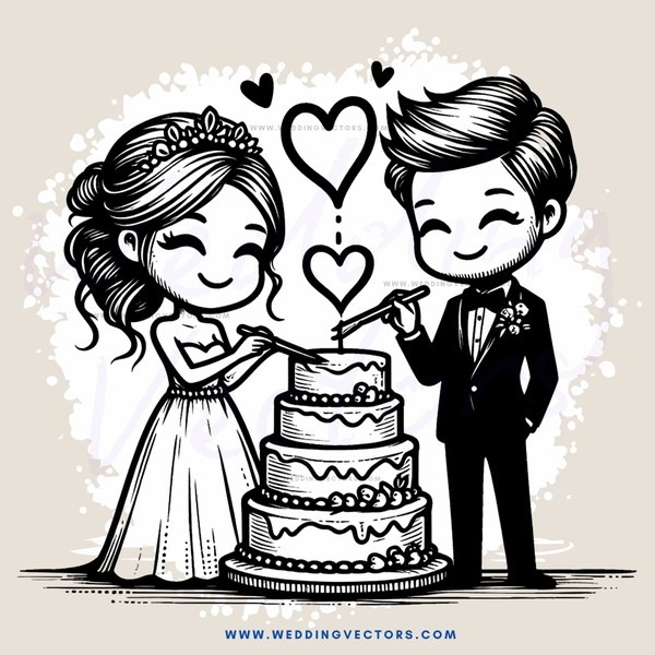 a bride and groom cutting their wedding cake