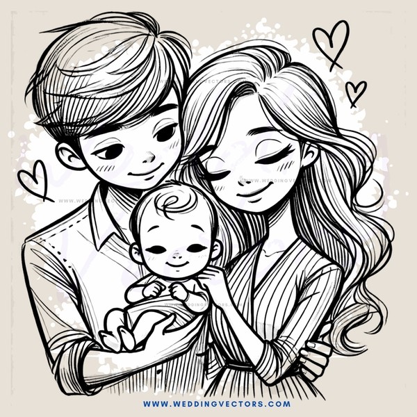 a family holds their baby