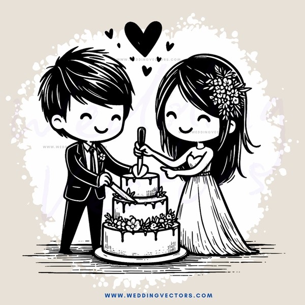 a young couple cuts their wedding cake