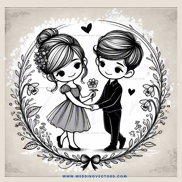 lovers kissing with flower in hand