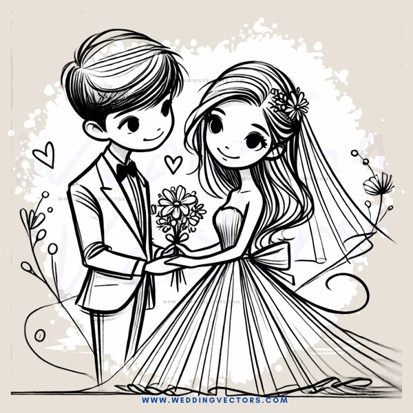 wedding couple cartoon