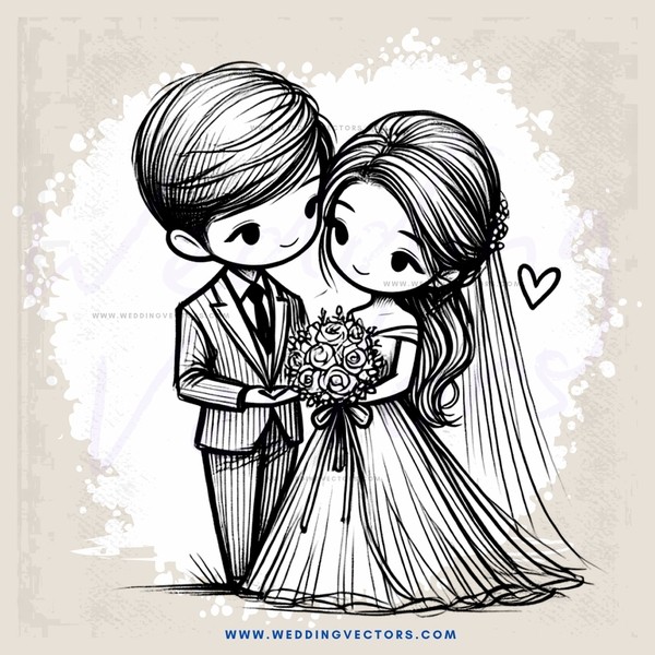wedding animation in black and white