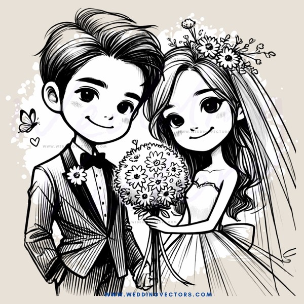 a boy and girl with flowers on their heads