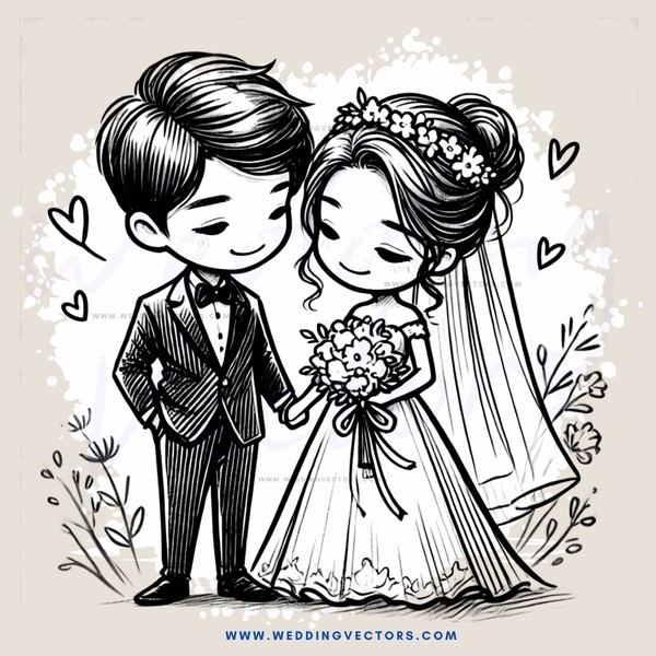 a bride and groom in love
