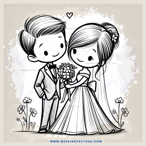 wedding bride and groom posed with flowers