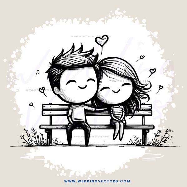a couple sitting on a bench in love