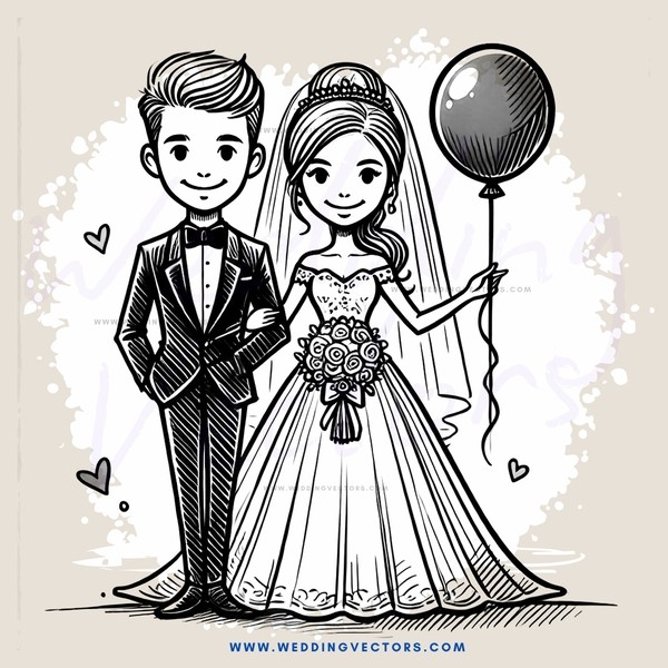 a newlywed couple posing for their wedding photo
