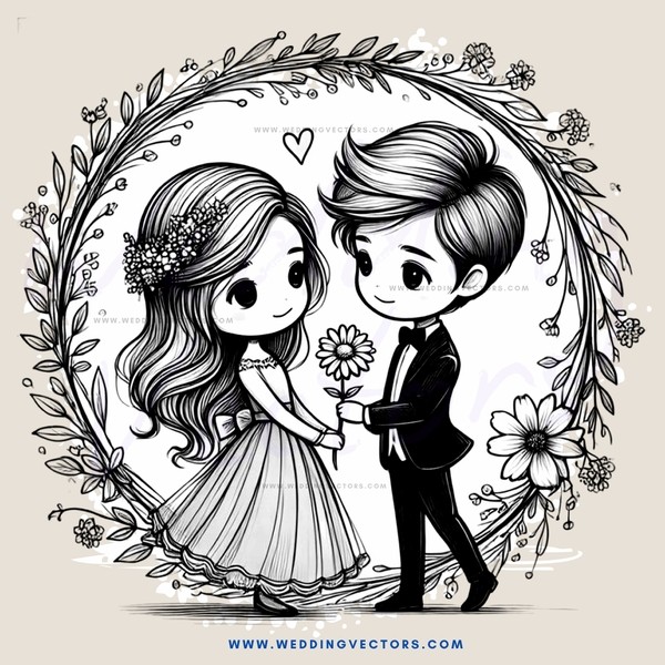 a couple in black and white wedding gear