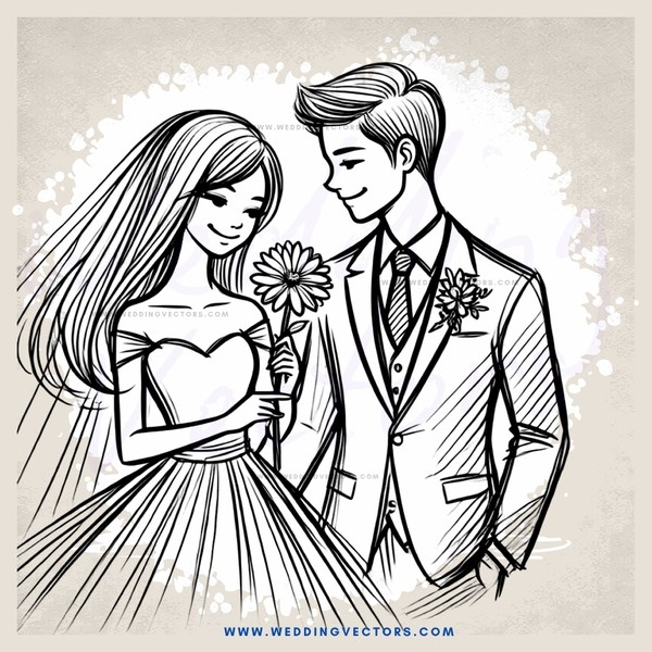 couple with flower holding each other