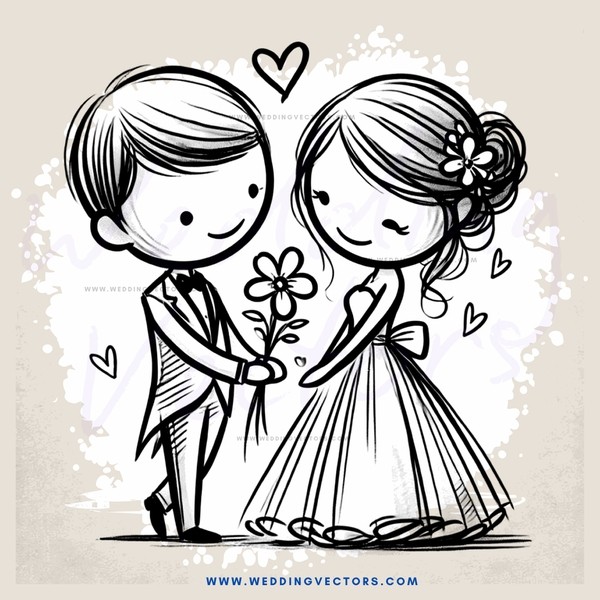 a couple holding hands and flowers