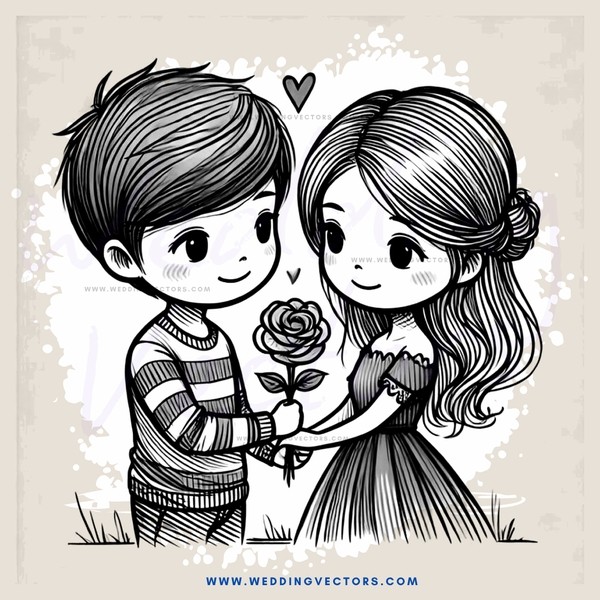a boy and girl holding hands with roses