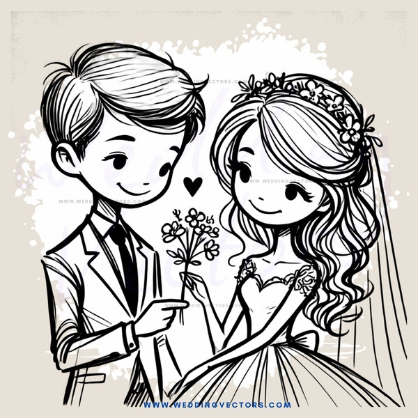 a young couple on their wedding day