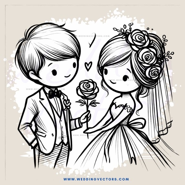 a boy and girl with flowers on their heads