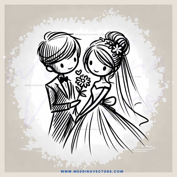 the bride and groom are holding out flowers