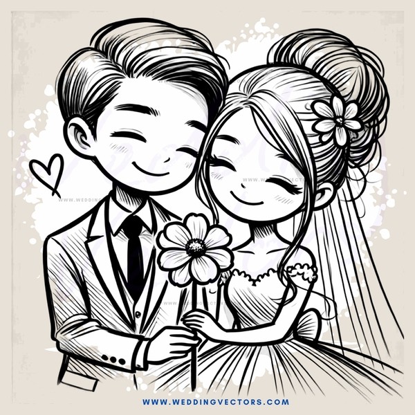 a couple holding a flower