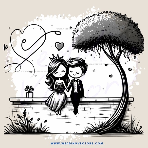 a couple on a bench under a tree