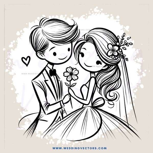 a man and woman on their wedding day