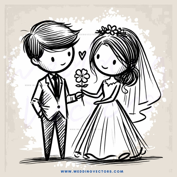 a couple exchanging flowers