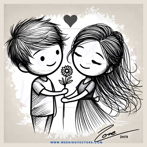 couple holding flower and hugging