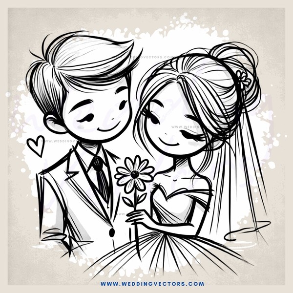 a man and woman holding flowers