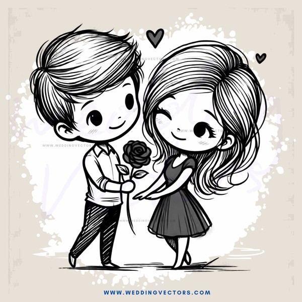 a boy and girl holding hands over a rose